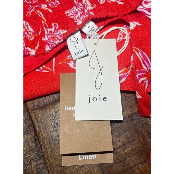 Joie NWT Linen Blend Red Tropical Floral Print Cropped Tank Top Size 8 - Picture 5 of 16